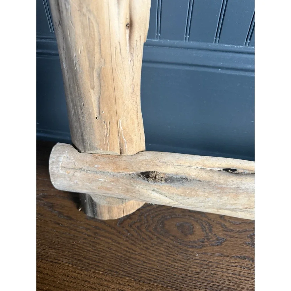 VTG Primitive Rustic Log Wood Picture Frame 24x29 Cabin Lodge Folk Art Handmade